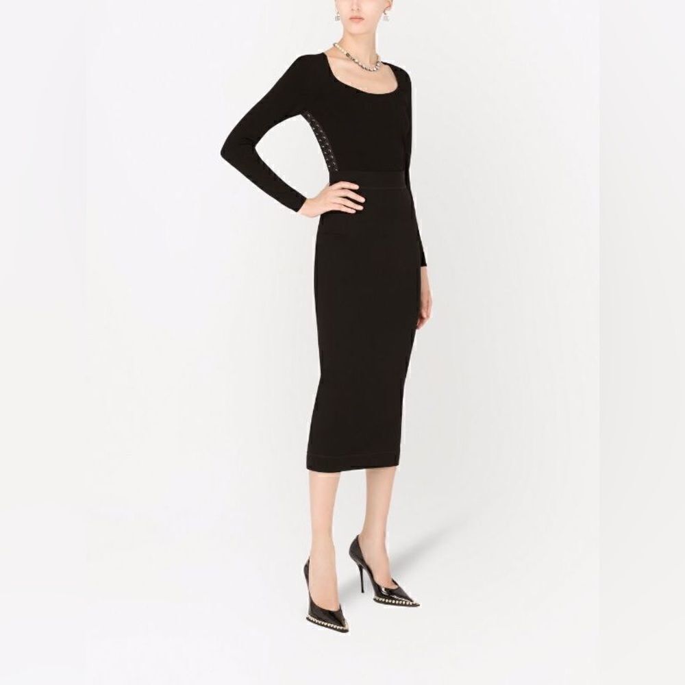 DOLCE & GABBANA NWT Side Lace Up & Cross Stitching Knit Top Black $1795